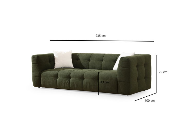 Atelier Del Sofa Sofá 3 Plazas Verde Largo 235 cm Comodidad Estilo